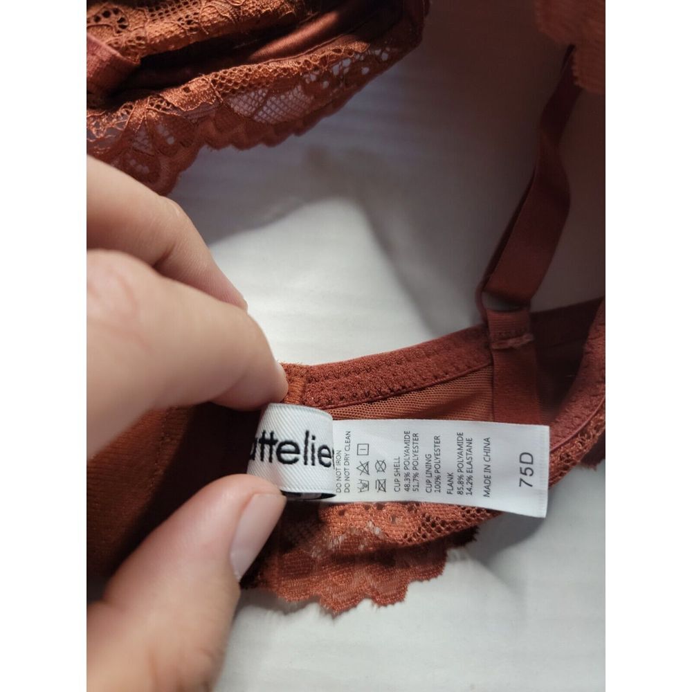 Lattelier Burnt Orange 75D Cup (US 34C) Adjustable Strap Floral Lace Bra - Picture 2 of 7